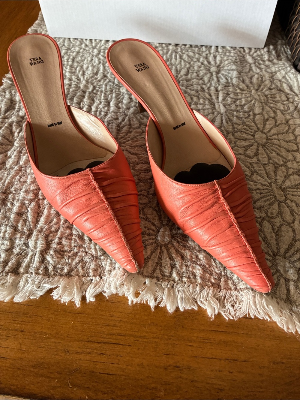 Vera Wang Coral Ruched Pointed-Toe Mule